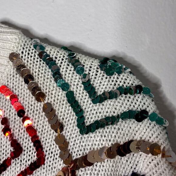 Vintage 1980s Sequins Sweater Princess Collection Rainbow Harlequin Design Sz L - Picture 4 of 16